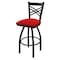 Holland Bar Stool Co 25" Swivel Counter Stool, Black Wrinkle, Canter Red Seat 82025BW011 - alternate 1